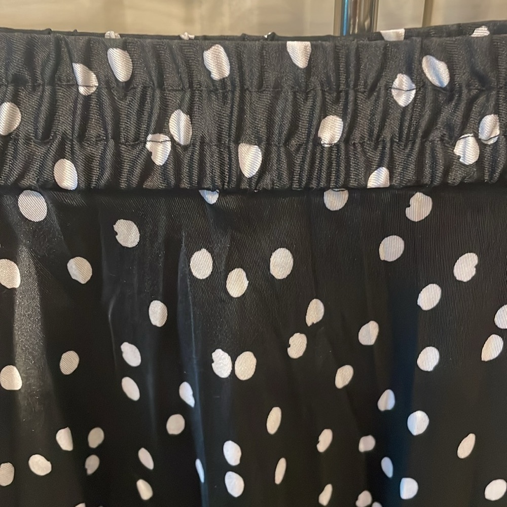 Women's High Waisted Polka Dot Pleated Skirt Black/White L - Picture 3 of 7